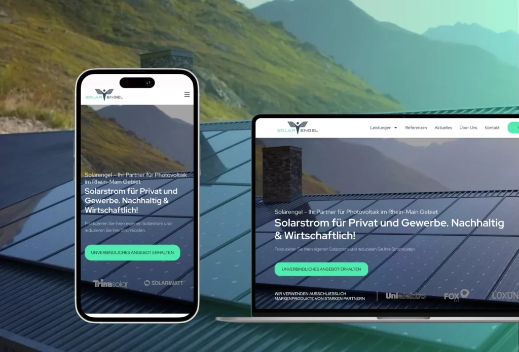 ebsite für ein Solarunternehmen auf Smartphone und Desktop mit Fokus auf Leadgenerierung